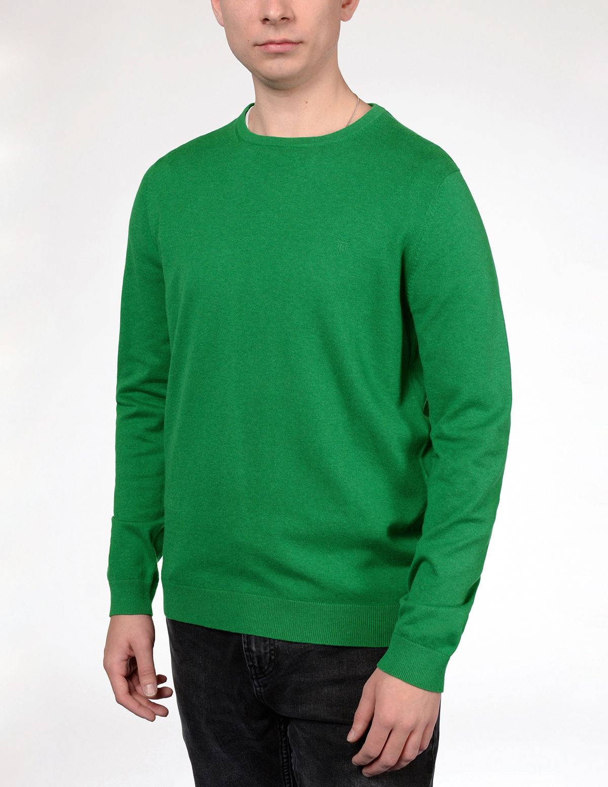 Pullover mit Labelstickerei auf der Brust - Ultra green Melange