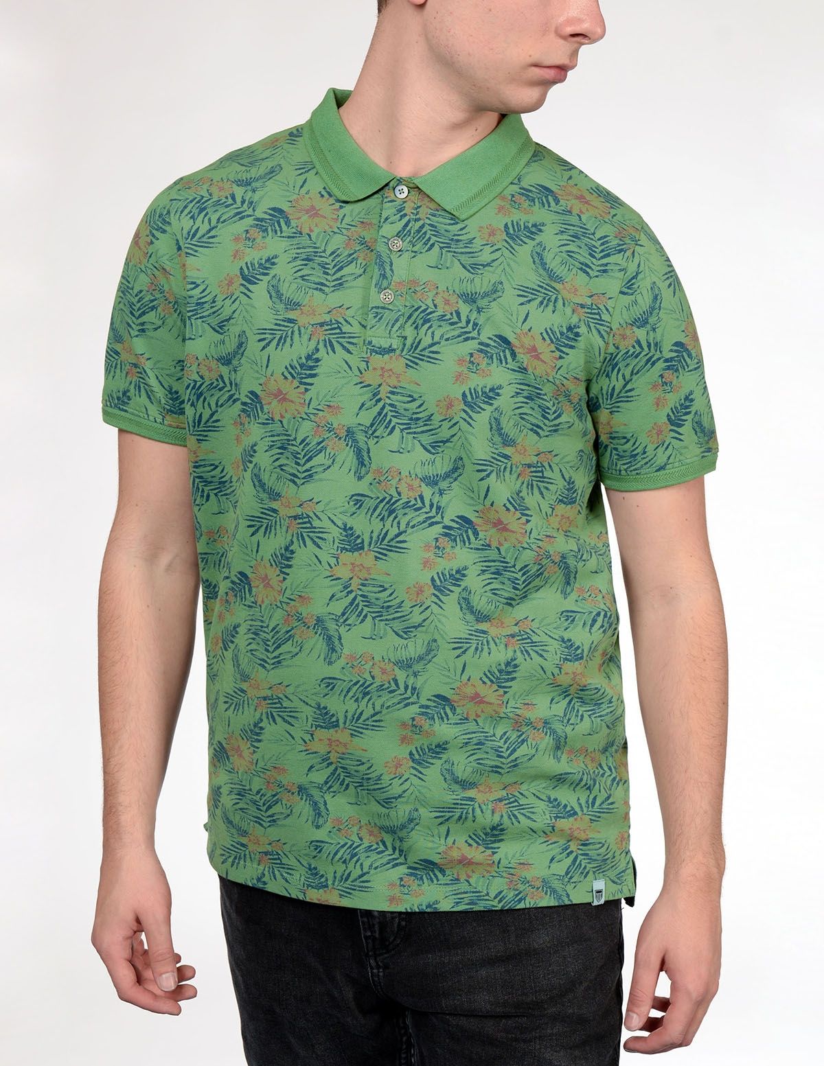 Poloshirt mit Allover-Print - Palm Green