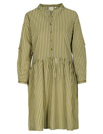Blusenkleid  aus Bio-Baumwolle - Olive Stripe