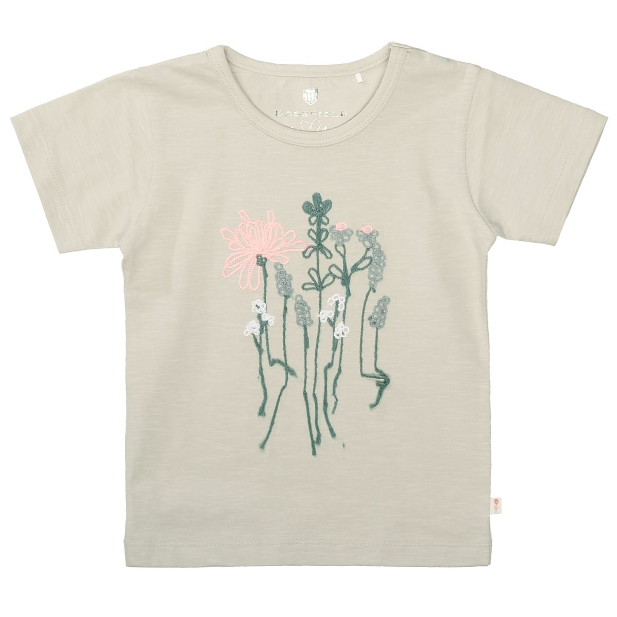 T-Shirt mit Blumen-Stickerei  - Soft Olive 