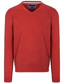 V-Pullover Cotton-Stretch - Red Melange