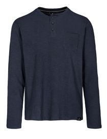 Henley Shirt mit kurzen Seitenschlitzen - Blue Navy