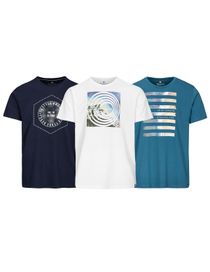 3er-Pack T-Shirt mit Rundhalsausschnitt - Blue Navy/White/Blue Coral
