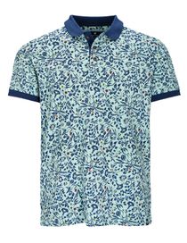 ORGANIC COTTON Polo Shirt mit Allover-Print - Coast Green