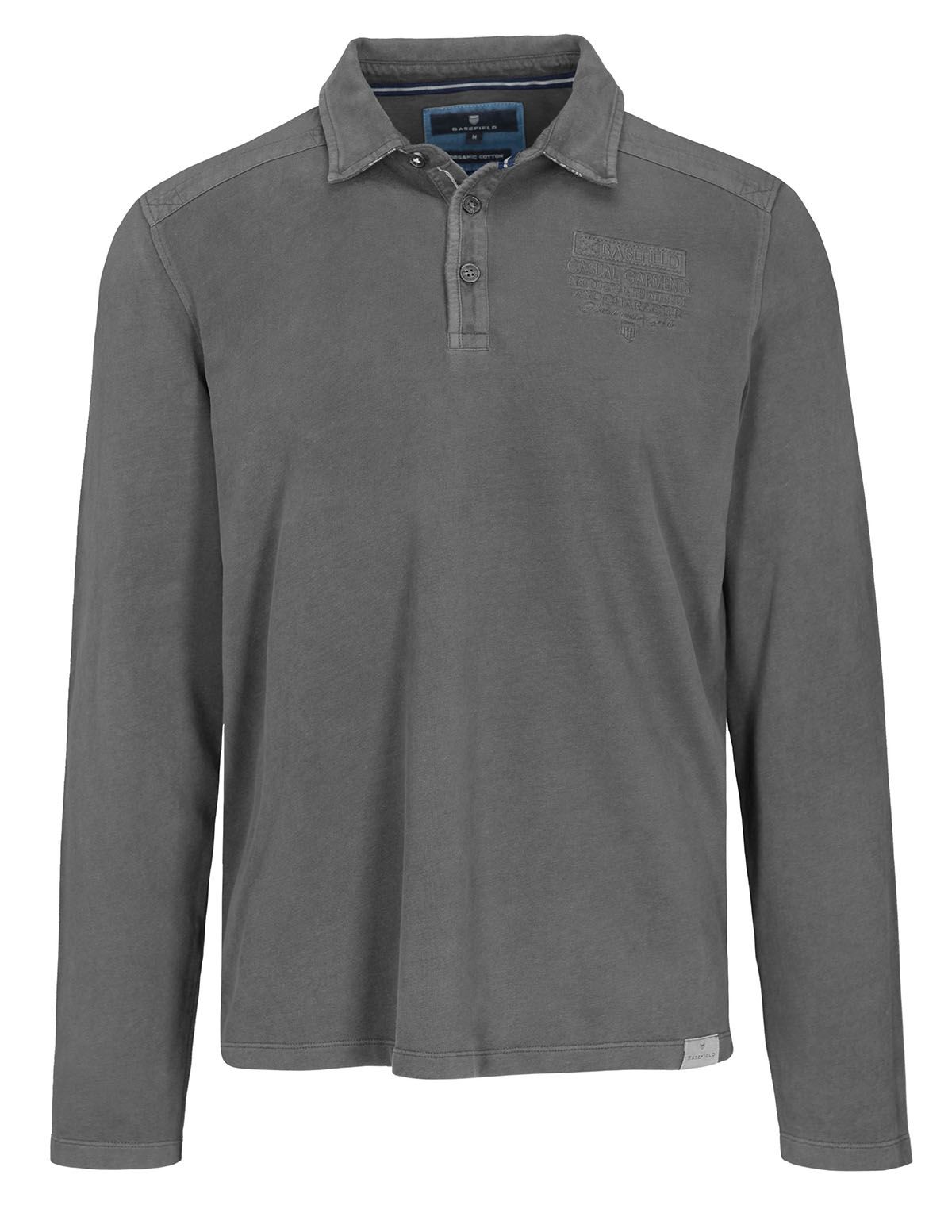Langarm Polo Shirt mit kurzer Knopfleiste - Anthra