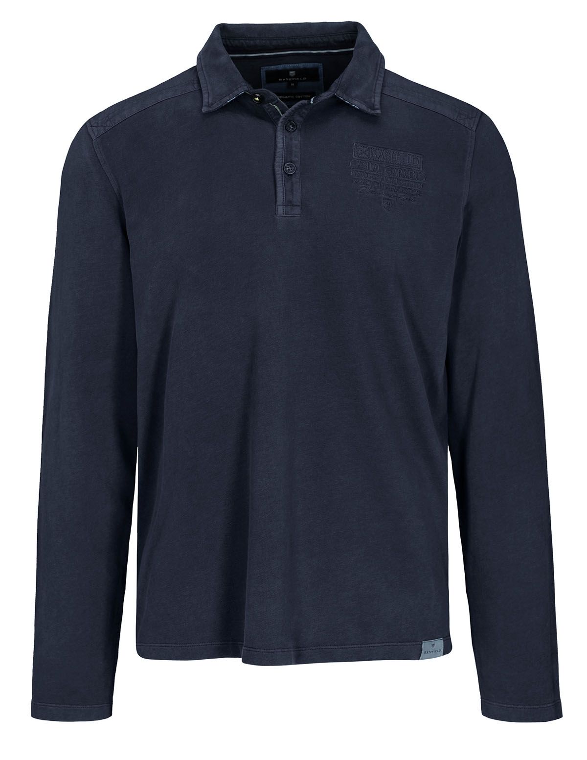 Langarm Polo Shirt mit kurzer Knopfleiste - Blue Navy