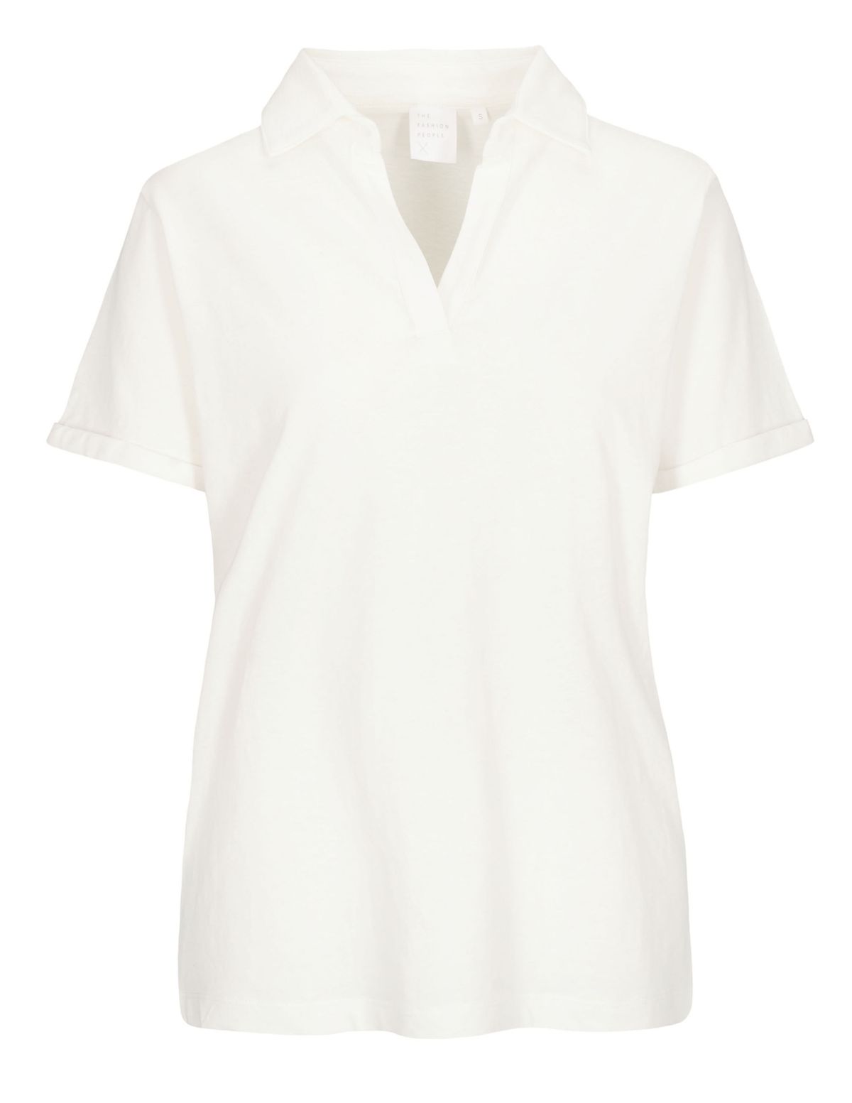 Poloshirt  mit V-Ausschnitt - Bright White