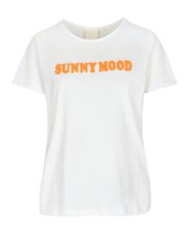 T-Shirt mit Wording-Applikationen aus Frottee - Bright White