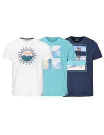 3er-Pack T-Shirt mit Rundhalsausschnitt - Navy/Weiß/Pool