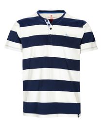 Henley Shirt 1/2 mit Block-Streifen - Blue Navy